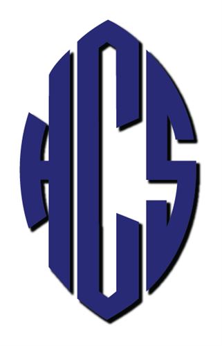 Hartland Consolidated Schools Blue Football Shaped Logo